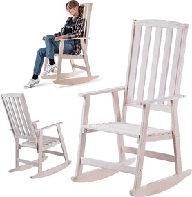 KADAX Fotel drewniany bujany Crenay biały