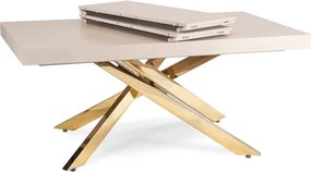 Stół Prostokątny Rozkładany HAMPTON 160-240 cm Kaszmir/Złoty do Jadalni Glamour