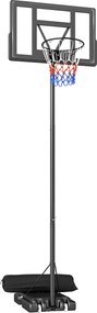 SPORTNOW Kosz do koszykówki na zewnątrz 135-305 cm szybko regulowany stojak z nietłukącą się tablicą 110x70 cm 2 kółka | Aosom PL