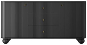 Komoda z szufladami Vesper 160 cm - czarny / złote uchwyty / nogi kule