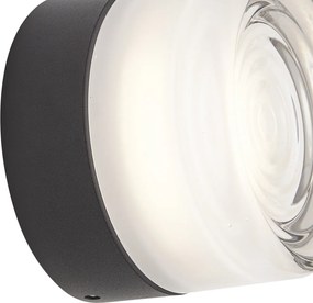 Designerski kinkiet czarny ze szkłem opalowym IP44 - Michele