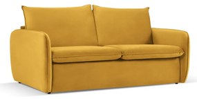 Musztardowa aksamitna rozkładana sofa 194 cm Vienna – Cosmopolitan Design