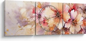 Obraz - Kwiaty (z zegarem) (90x30 cm)