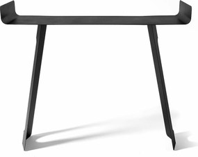 Konsola Tibet 110x35x85 cm, wykonana z czarnego żelaza. Perforowany, zakrzywiony kształt. Nowoczesne meble wejściowe. . Czarny.