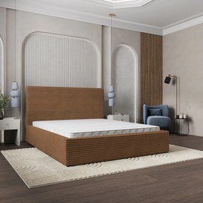 Masseno Łóżko Tapicerowane MIRETTI z pojemnikiem na pościel 200x200 cm - Miedziany, TILIA 56