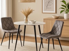 Okrągły stół jadalniany RION 90 cm z ceramicznym blatem, biały marmur