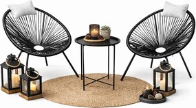 Czarny zestaw ogrodowy stolik i 2 krzesła acapulco N8-C35