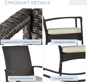 Fotel krzesło bujane ogrodowe rattan brązowe outsunny