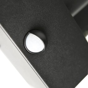 Zestaw 2 lamp ściennych zewnętrznych czarnych z czujnikiem ruchu - Rotterdam