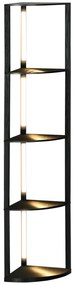 HOMCOM LED Lampa podłogowa, Regał Narożny, regulowana, 4 półki, ciepłe białe światło, 41x30x164cm, Czarna