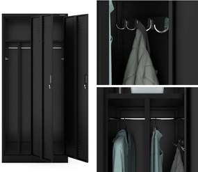 Szafa socjalna czterokomorowa Kacper 80x50x180 cm, czarna