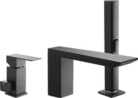 Bateria Wanna Rzymska SucceBuy, Kran Łazienkowy z 3 Otworami, Wodospad, z Słuchawką Prysznicową i Jedną Gałką, w Stali Nierdzewnej, Anti-kapanie