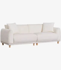 Sofa 3-osobowa Z Tkaniny Eracli Bouclé Bukla Biała - Sklum