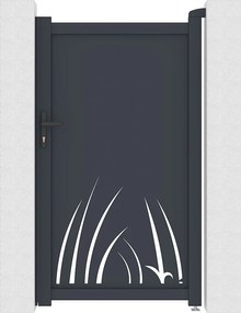 Furtka aluminiowa uchylna z motywem roślinnym wyciętym laserowo – szer. 103 x wys. 181 cm – antracyt – BRAMENO
