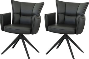 Krzesła do jadalni komplet 2 szt. - skóra - czarny - STRAP