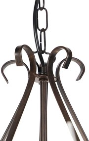 Kandelabr brązowy z plisowanymi abażurami w kolorze kremowym 5-światłowy - Giuseppe