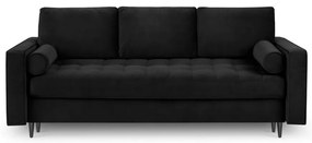 Czarna aksamitna rozkładana sofa Milo Casa Santo