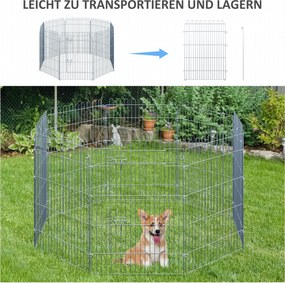 PawHut Kojec dla Zwierząt Metalowy Wybieg dla Szczeniąt 63x91 cm Srebrny | Aosom PL