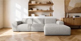Narożnik GIN 310x192 cm | Pufa w kształcie litery L | Tkanina PUENTE 03 Kremowo-Biała | Nowoczesny Design & Premiumowy Komfort