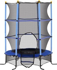 HOMCOM Dziecięca Trampolina Ø163 cm z Siatką Bezpieczeństwa, Do Użytku Wewnątrz i Na Zewnątrz, Obciążenie do 50 kg, Stal, Tworzywo, Niebieska