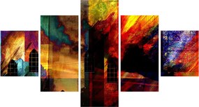 Obraz - Kolorowa abstrakcja miasta (125x70 cm)