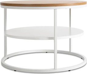 Stolik Kawowy z Półką BEST 70 cm Dąb/Biały Skandynawski