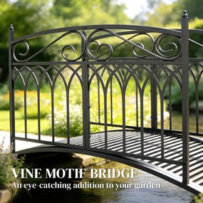 Outsunny Mostek ogrodowy metalowy 135,5 cm mostek do stawu z poręczami antyczny wygląd odporny na rdzę łatwy montaż | Aosom PL