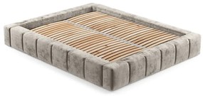 Beżowe tapicerowane łóżko dwuosobowe ze schowkiem i stelażem 200x200 cm Aruba L – Maison de Rêve