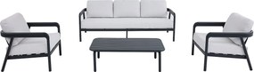 Zestaw ogrodowy z aluminium : kanapa  3-osobowa, 2 fotele i stolik kawowy - Ciemnoszary - ZAYORA od MYLIA