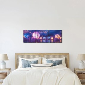 Obraz - Planety na wodzie (z zegarem) (90x30 cm)