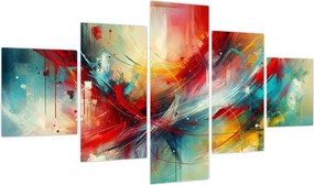 Obraz – Abstrakcja z czerwienią (125x70 cm)