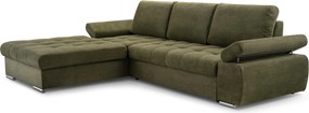 Masseno Narożnik SANDRO z funkcją spania i pojemnikiem na pościel Narozniki L, Rozkładana sofa - Zielony, ARAGON 39
