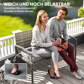 Outsunny Poduszka na Ławkę 105 x 46 x 12,5 cm z Paskami, Do Ogrodu, Siedzisko Wodoodporne, Szary