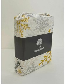 Świąteczna pościel bawełniana Złote płatki śniegu, 140 x 200 cm, 70 x 90 cm