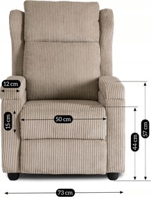 Fotel Rozkładany z Podnóżkiem SPENCER Beżowy Sztruksowy Nowoczesny