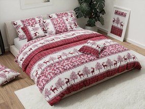 PrzytulneMieszkanie.pl PrzytulneMieszkanie.pl Pościel z mikropluszu Świąteczne Renifery wiśniowa