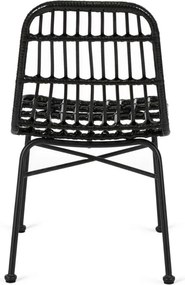 Krzesło Ogrodowe Rattanowe WALDI Czarne Boho