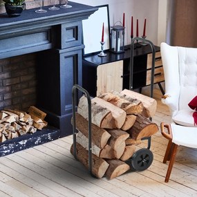 Wózek na drewno opałowe AUREL, 56x45x105cm, czarna Gardebruk