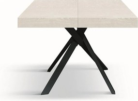 Biały stół z drewna jesionowego, antracytowe metalowe nogi 95x90-145x90cm - FORTE DEI MARMI