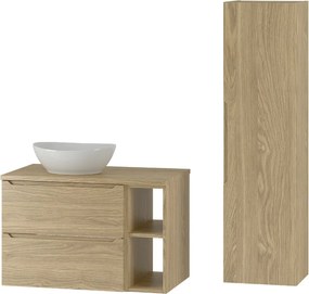 Zestaw do Łazienki 80cm Szafka Regał Blat Umywalka Słupek Dąb Olejowany Etna