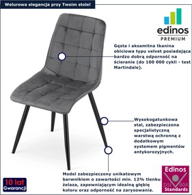 Ciemnoszare krzesło welurowe metalowe W8-Z74