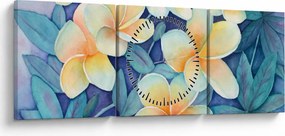 Obraz - Tropikalne krzewy (z zegarem) (90x30 cm)
