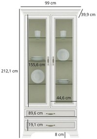 Dwudrzwiowa szklana witryna fineline crema F3-L54