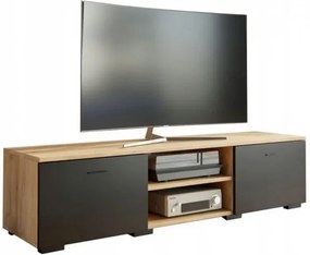 Nowoczesna szafka RTV dąb artisan + czarny - Armo