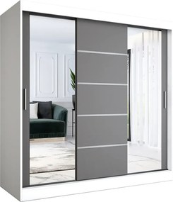 Szafa z drzwiami przesuwnymi 200 cm biały + antracyt F2-R06