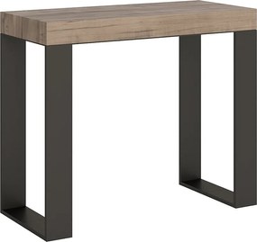 Konsola rozkładana 90x40/196 cm Tecno Small Premium Dąb naturalny rama w kolorze Antracytu