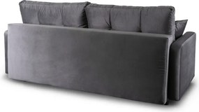 Sofa z Funkcją Spania SEUL Rozkładana Dwuosobowa Welurowa Szara Nowoczesna do Salonu