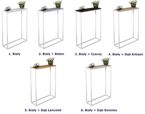 Konsola z metalowym stelażem biały + dąb sonoma - Erosa 8X