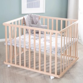Kojec dla dzieci na kółkach w naturalnym kolorze 100x75 cm Jumbo Twins – Roba