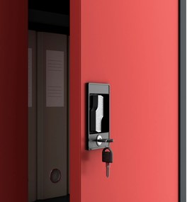Biurowa szafa metalowa na akta JAN, 900 x 1850 x 400 mm, antracytowo-czerwona